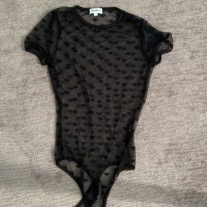 Superdown Black Heart Bodysuit New